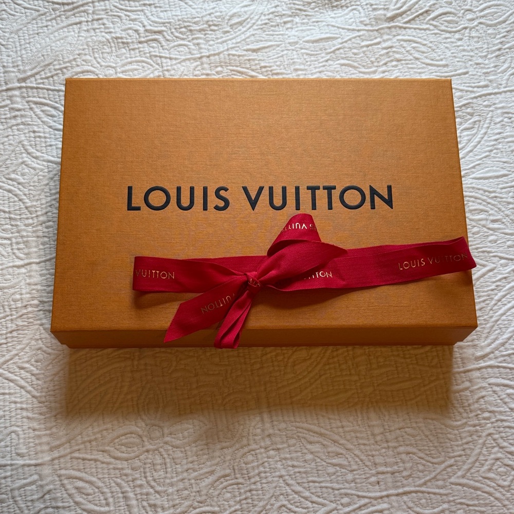 Louis Vuitton Magnetic Orange Box and LV Red Ribbon
